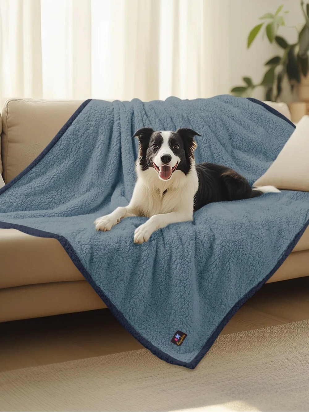 Luciphia Waterproof Pet Blanket, Reverse. Sherpa Fleece. 57" x 40". Blue. NWT